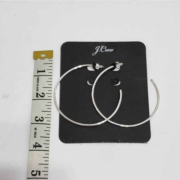 J. CREW large silver tone hoop earrings new!!! - Picture 3 of 3